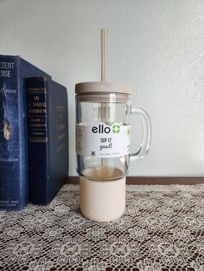 Ello Nova Glass Travel Mug With Silicone Boot - Sandbar 18oz